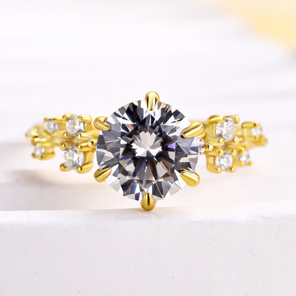 2Ct Round Sona Diamond Solitaire Ring 18K Yellow Gold