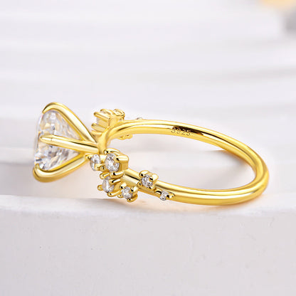 2Ct Round Sona Diamond Solitaire Ring 18K Yellow Gold