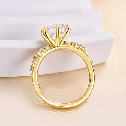 2Ct Round Sona Diamond Solitaire Ring 18K Yellow Gold