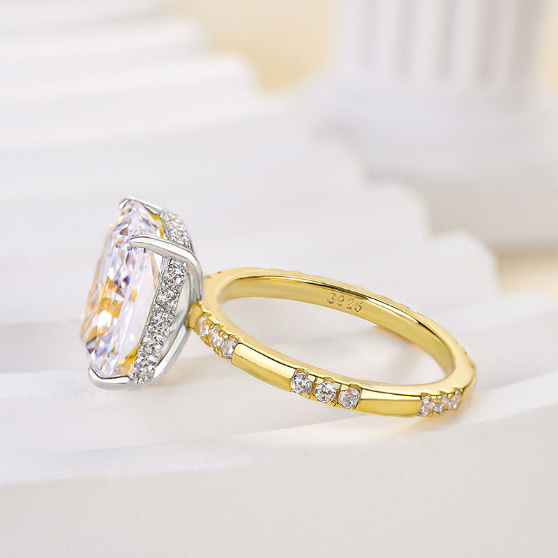 5Ct Radiant Cut Sona Diamond Ring 18K Yellow Gold