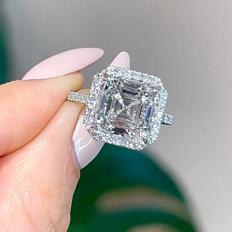 3.0 Carat Asscher Cut Diamond Halo Ring
