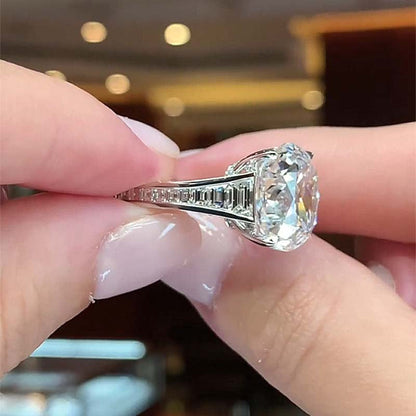 7Ct Cushion Cut Sona Diamond Crushed Ice Engagement Ring