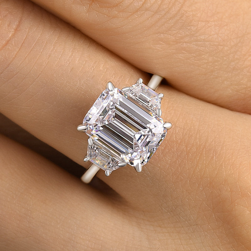 4.5CT Emerald Cut Two-Tone Ring with 1.0CT Side Stones