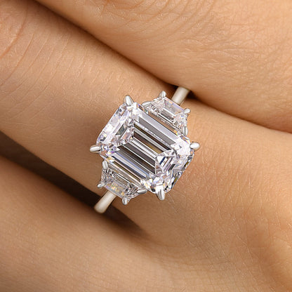 4.5CT Emerald Cut Two-Tone Ring with 1.0CT Side Stones