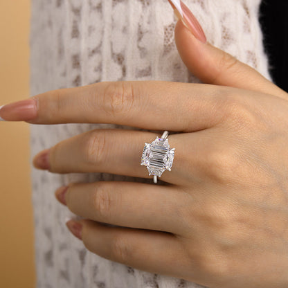 4.5CT Emerald Cut Two-Tone Ring with 1.0CT Side Stones