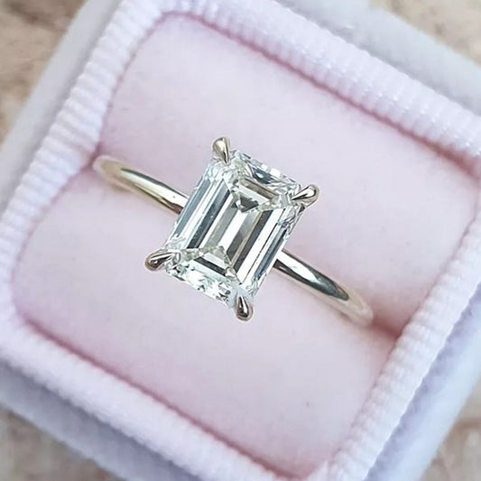 3.5CT Emerald Cut Moissanite Ring 925 Silver