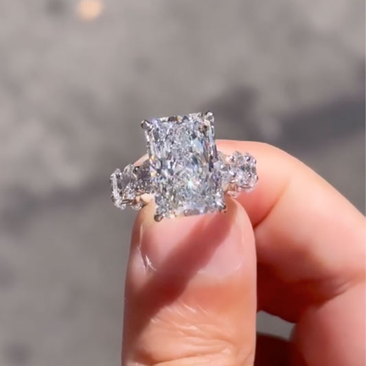 7 Carat Radiant Cut Engagement Ring Yellow Gold Plated