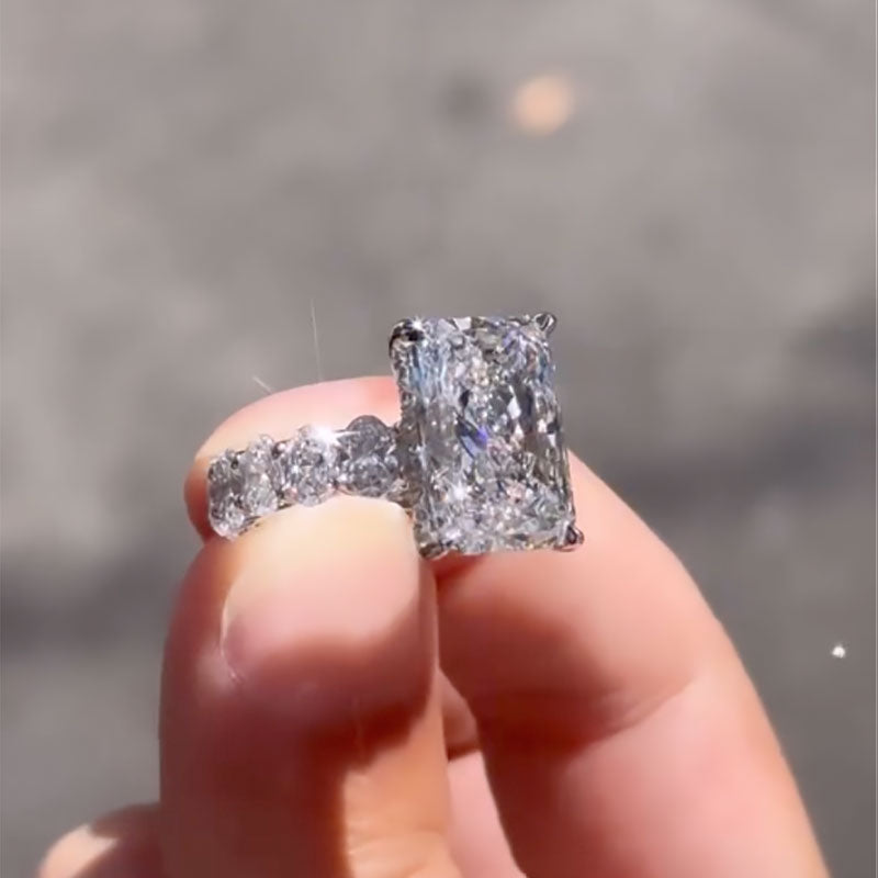 7 Carat Radiant Cut Engagement Ring Yellow Gold Plated