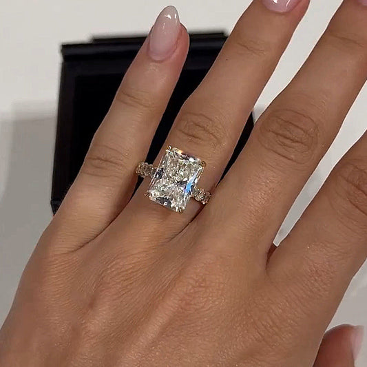 7 Carat Radiant Cut Engagement Ring Yellow Gold Plated