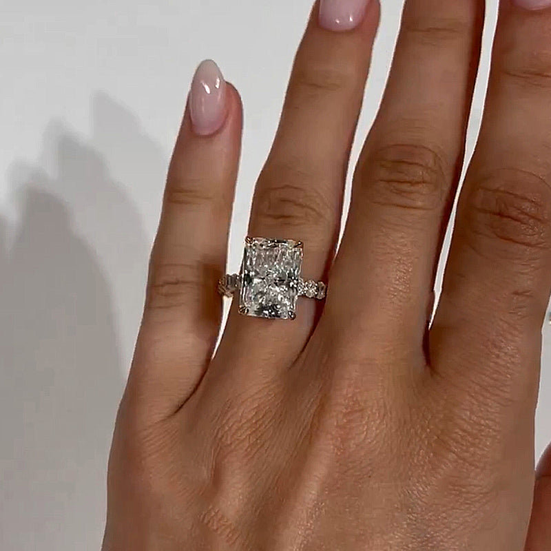 7 Carat Radiant Cut Engagement Ring Yellow Gold Plated