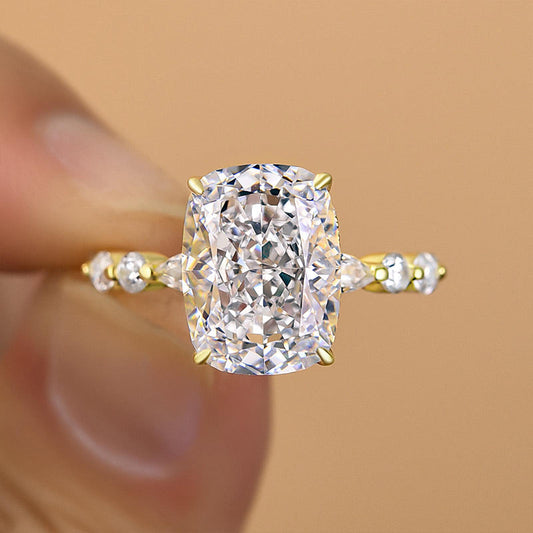5.0 Carat Crushed Ice Cushion Cut Diamond Ring