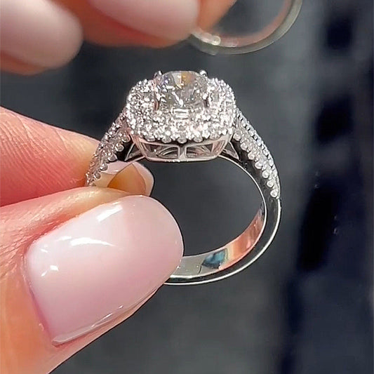 25CT Cushion Cut Diamond with 15CT Side Stones Ring