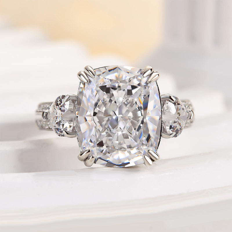 7Ct Cushion Cut Engagement Ring 925 Silver Three Gold Options