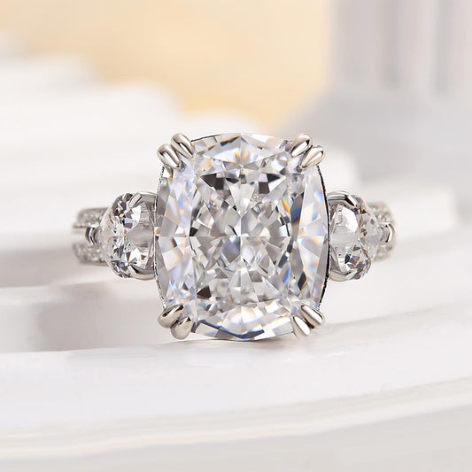 7Ct Cushion Cut Engagement Ring 925 Silver Three Gold Options