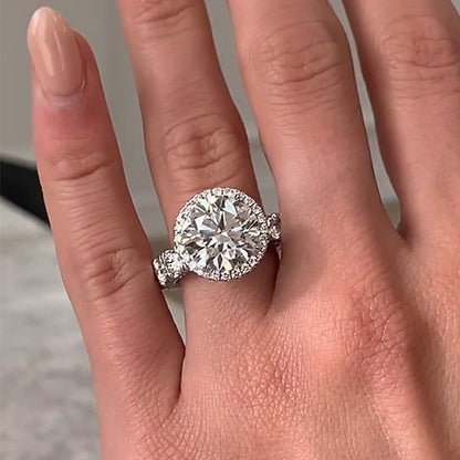 4Ct Round Cut Diamond Ring with 2Ct Side Stones 925 Silver