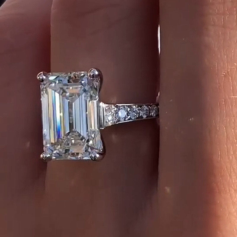 7.0 Carat Emerald Cut Diamond Halo Ring