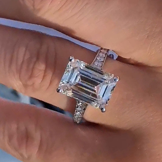 7.0 Carat Emerald Cut Diamond Halo Ring