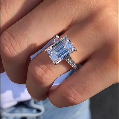 7.0 Carat Emerald Cut Diamond Halo Ring