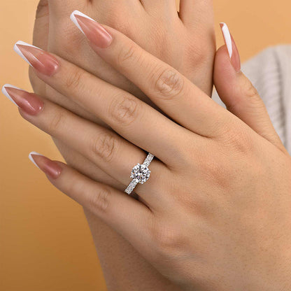 Timeless 2 Carat Round Sona Diamond Sterling Silver Ring