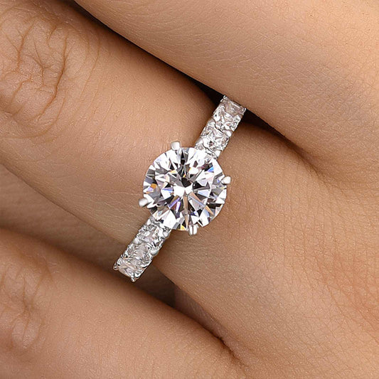Timeless 2 Carat Round Sona Diamond Sterling Silver Ring