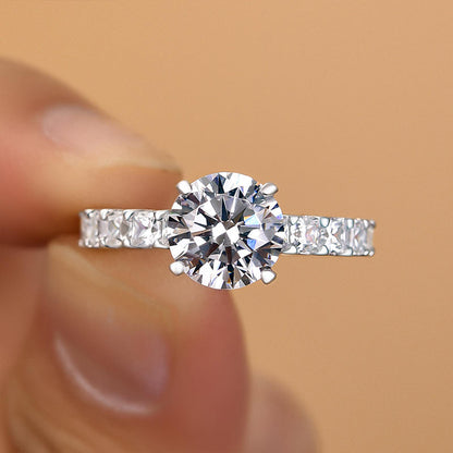 Timeless 2 Carat Round Sona Diamond Sterling Silver Ring