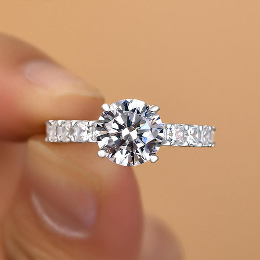 Timeless 2 Carat Round Sona Diamond Sterling Silver Ring