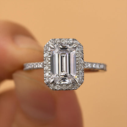 2 Carat Emerald Cut White Sapphire Solitaire Ring