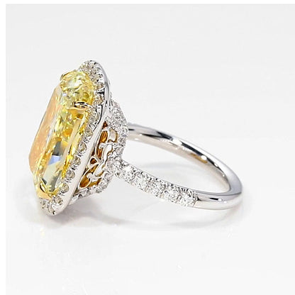 9ct Cushion Yellow Diamond Two-Tone Halo Ring