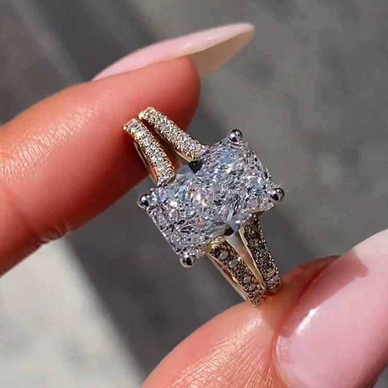 4.0 Carat Radiant Cut Two-Tone Diamond Ring
