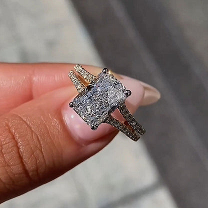 4.0 Carat Radiant Cut Two-Tone Diamond Ring