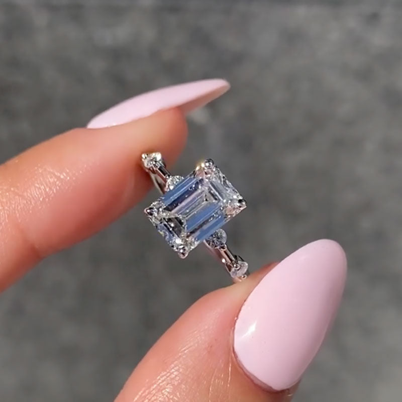 3.0 Carat Emerald Cut Diamond Halo Ring