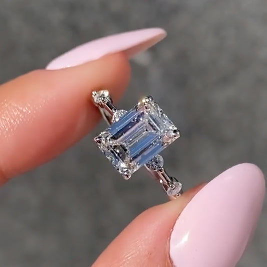 3.0 Carat Emerald Cut Diamond Halo Ring