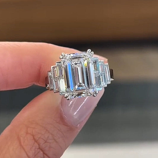 5 Carat Emerald Cut Diamond Statement Ring