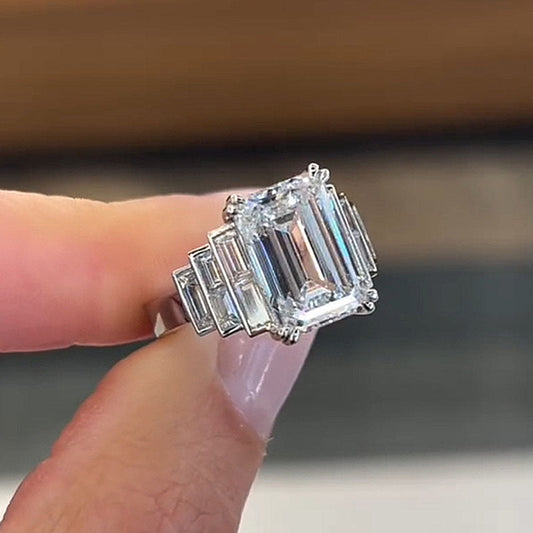 5 Carat Emerald Cut Diamond Statement Ring