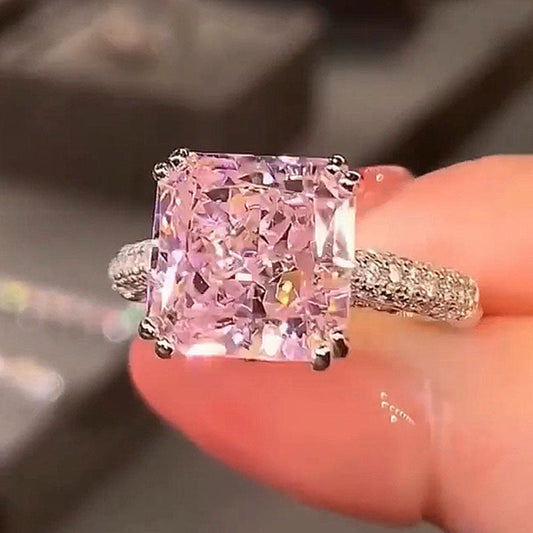 3.5 Carat Radiant Cut Pink Diamond Ring