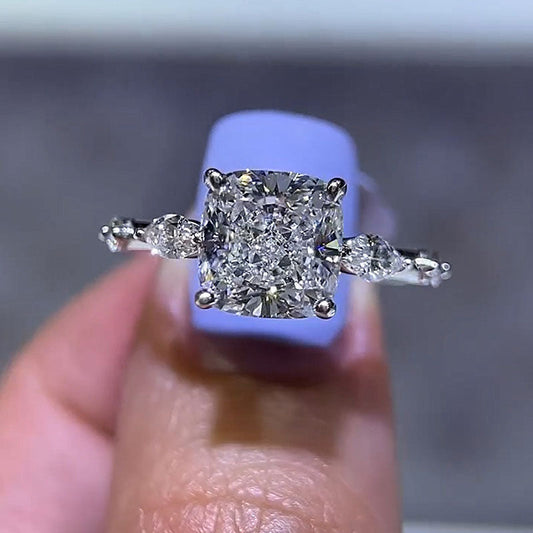 3Ct Brilliant Cushion Diamond Ring - Mixed Accent Stones