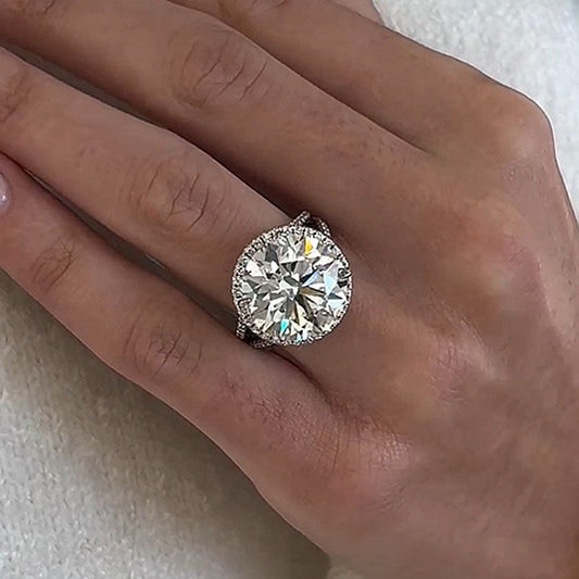 5.0 Carat Round Cut Diamond Halo Ring