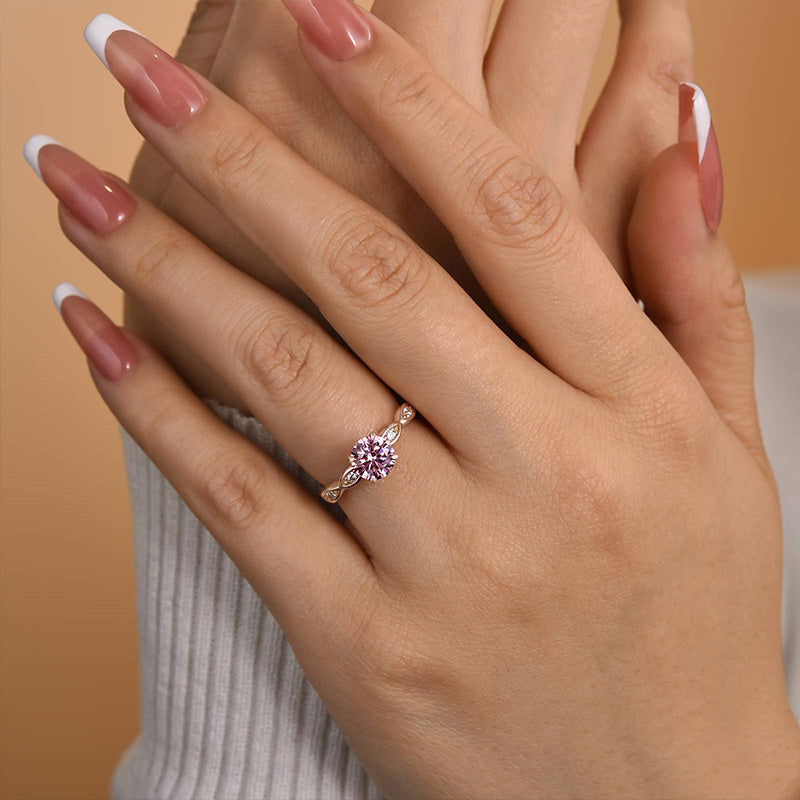 1.0 Carat Pink Stone Rose Gold Promise Ring