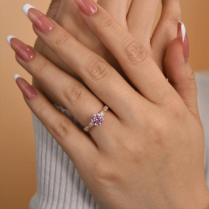 1.0 Carat Pink Stone Rose Gold Promise Ring