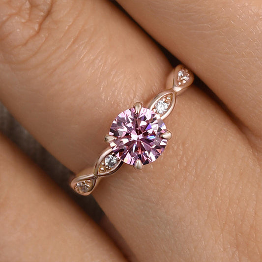 1.0 Carat Pink Stone Rose Gold Promise Ring