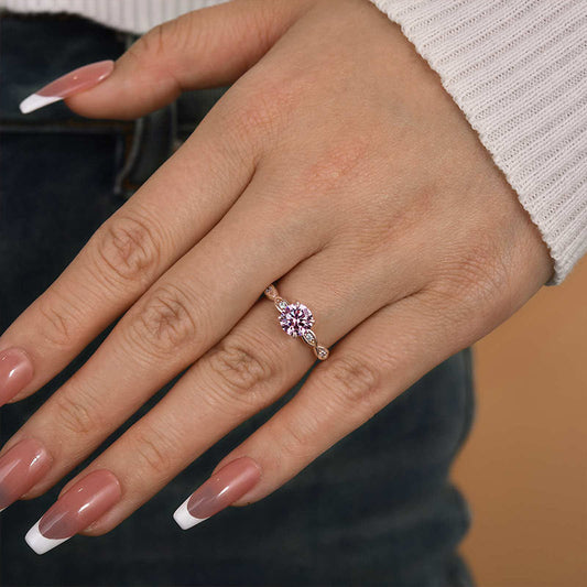 1.0 Carat Pink Stone Rose Gold Promise Ring