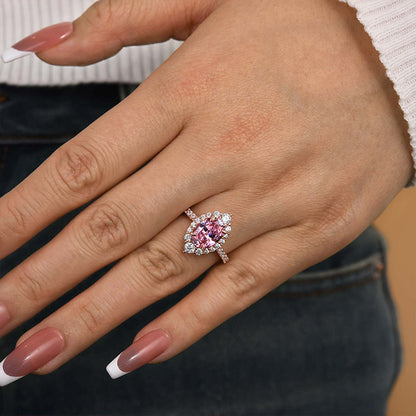 2Ct Oval Cut Simulated Diamond Ring 925 Silver Rose Gold