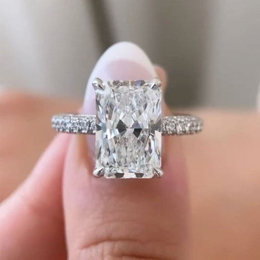5.0 Carat Elongated Radiant Cut Diamond Ring