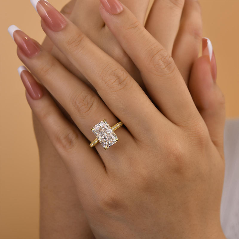 5.0 Carat Elongated Radiant Cut Diamond Ring