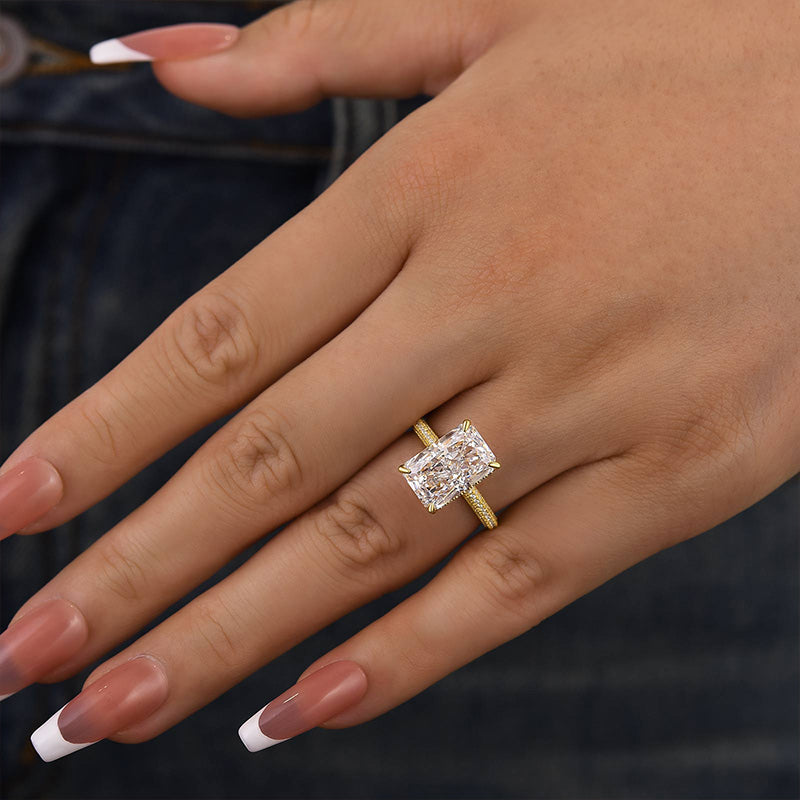 5.0 Carat Elongated Radiant Cut Diamond Ring