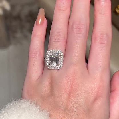 3.0 Carat Emerald Cut Halo Engagement Ring