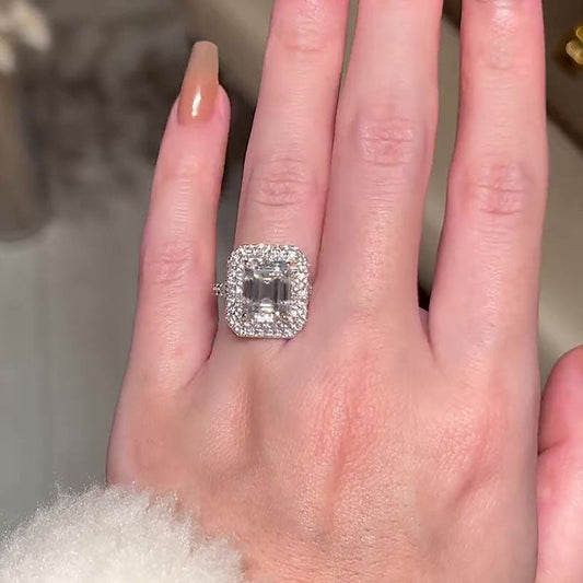 3.0 Carat Emerald Cut Halo Engagement Ring