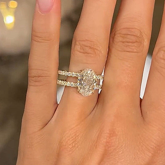 4.0 Carat Oval Cut Split Band Diamond Ring