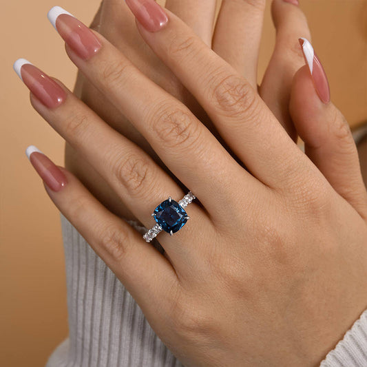 4.5 Carat Cushion Cut Blue Diamond Ring