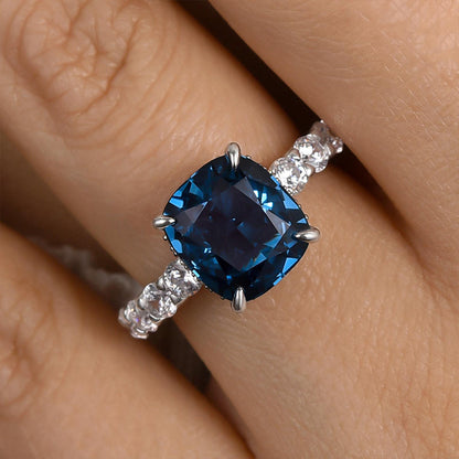 4.5 Carat Cushion Cut Blue Diamond Ring